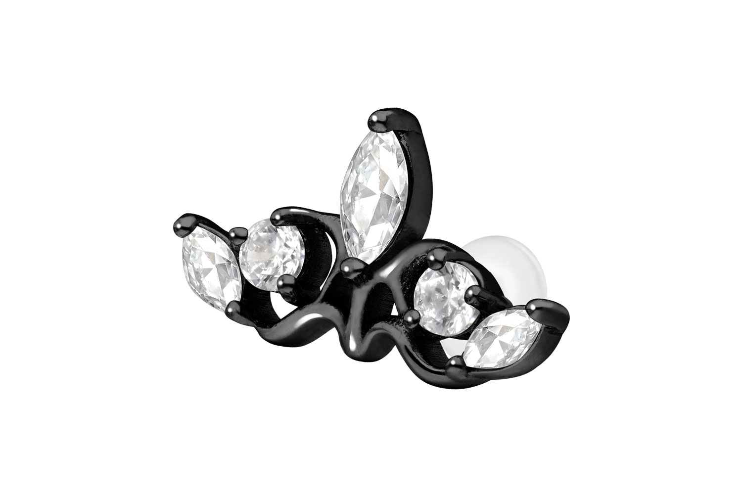 PTFE Labret Piercing mit Innengewinde + Titan-Aufsatz GOTISCHE KRONE